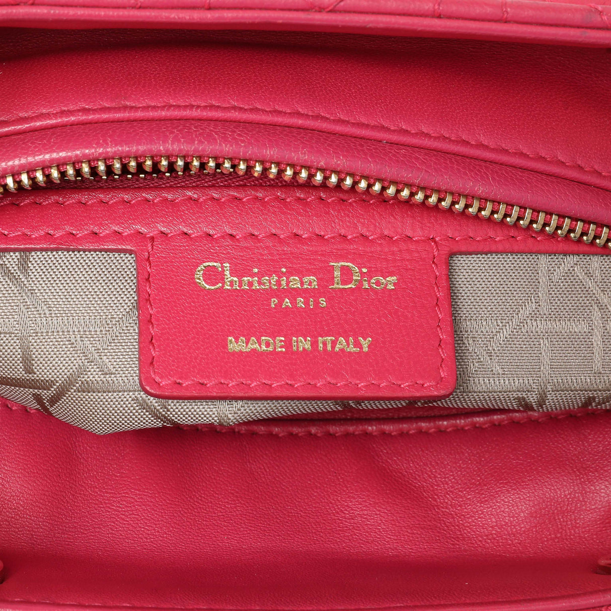 Christian Dior Pink Lambskin Cannage Medium Lady Dior Handbags Christian Dior