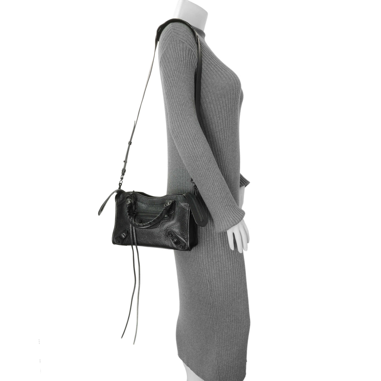 Balenciaga Black Grained Calfskin Neo Classic Mini City Handbags Balenciaga