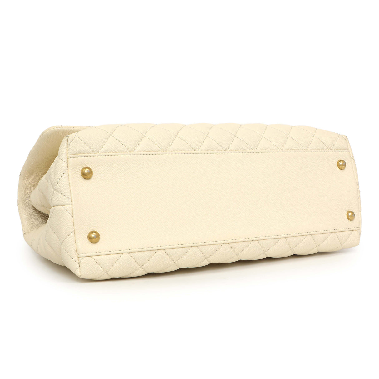 Chanel White Quilted Caviar Medium Coco Handle Handbags Chanel