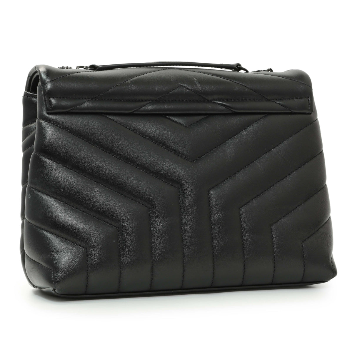 Saint Laurent Black Calfskin Y Quilted Monogram Small Loulou Chain Satchel