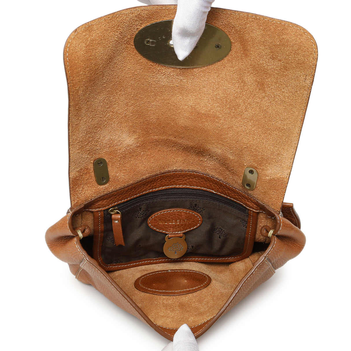 Mulberry Oak Glossy Goatskin Small Lily Flap Handbags Mulberry