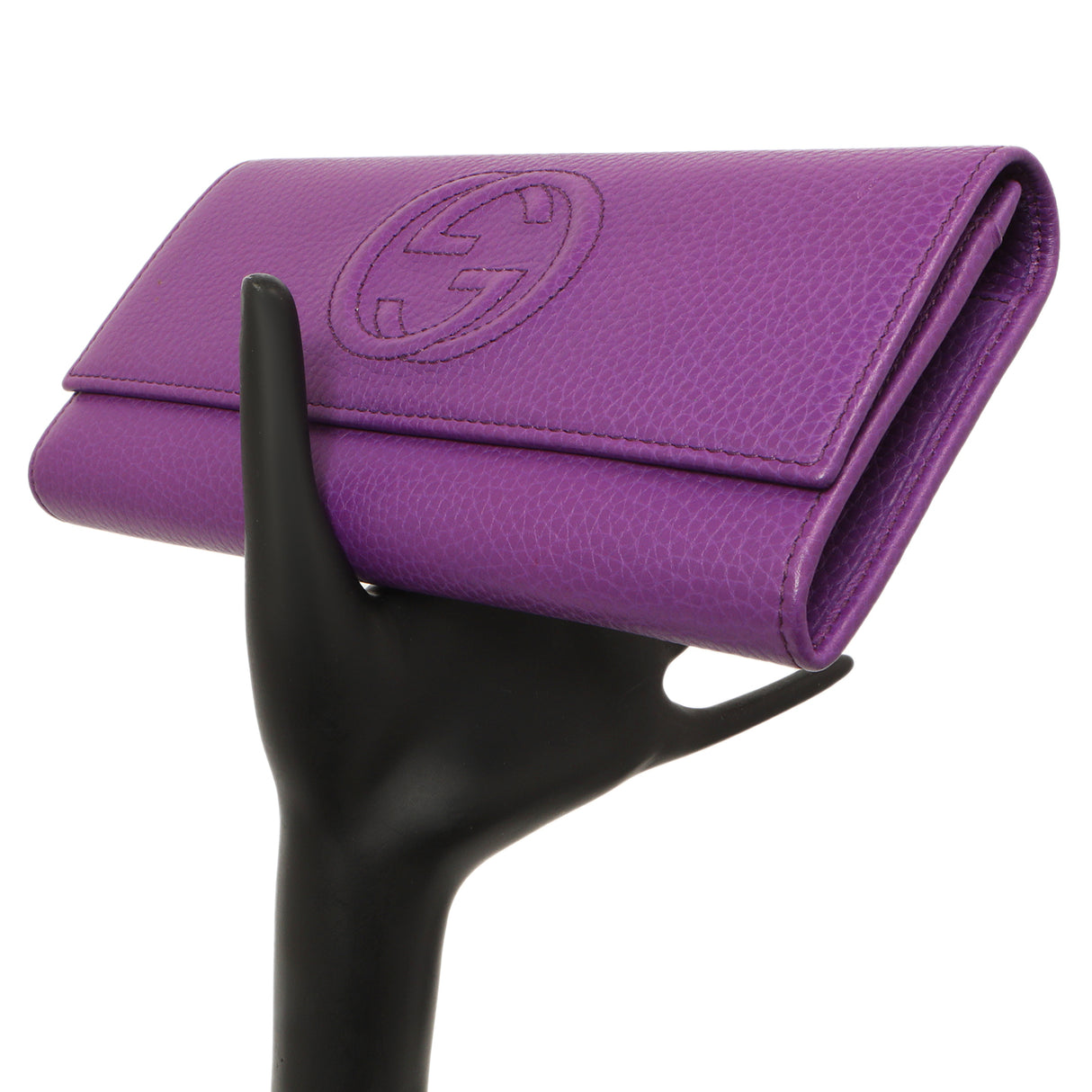 Gucci Purple Pebbled Calfskin Large Soho Continental Wallet Accessories Gucci