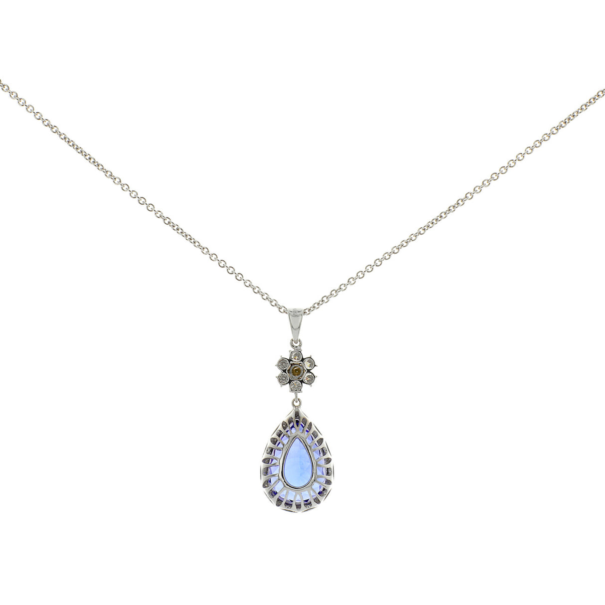 18K White Gold 10.80 Carat Tanzanite Diamond Pendant Modaselle