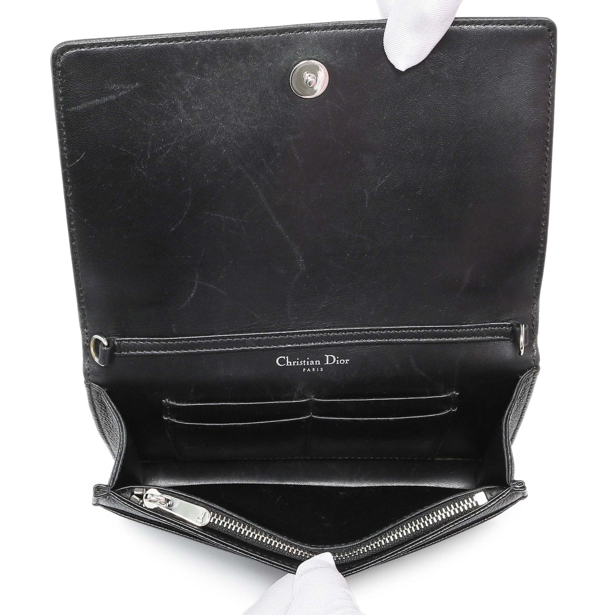 Christian Dior Black Grained Calfskin Diorama Wallet on Chain Handbags Christian Dior