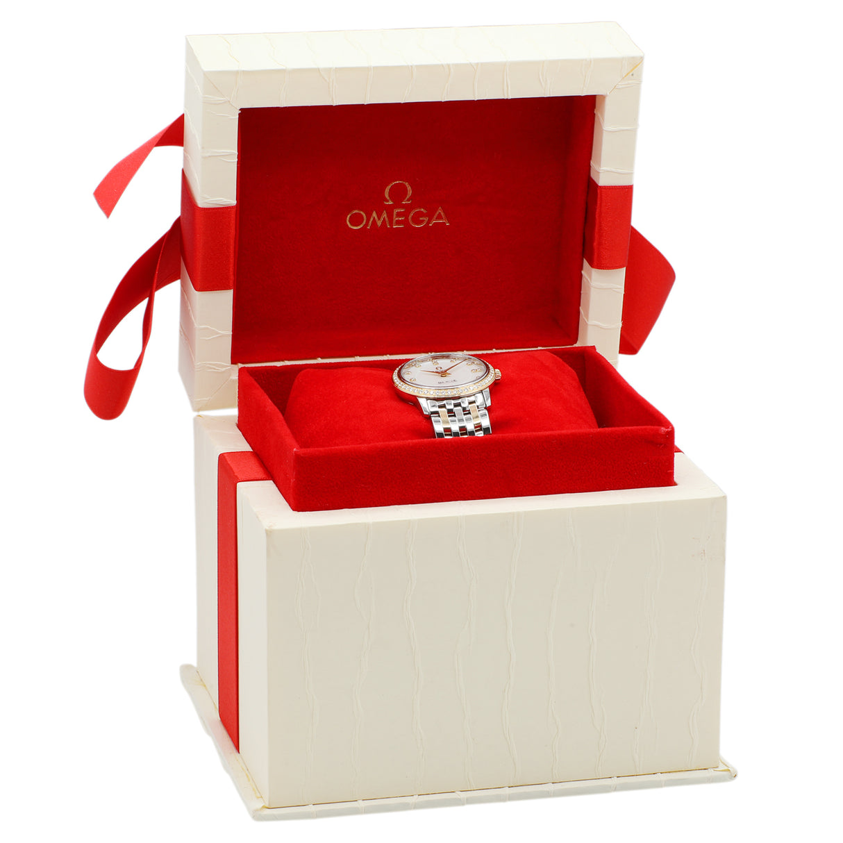 Omega Stainless Steel 18K Yellow Gold Diamond Deville Prestige 413.25.27.60.55.001 Watches Omega