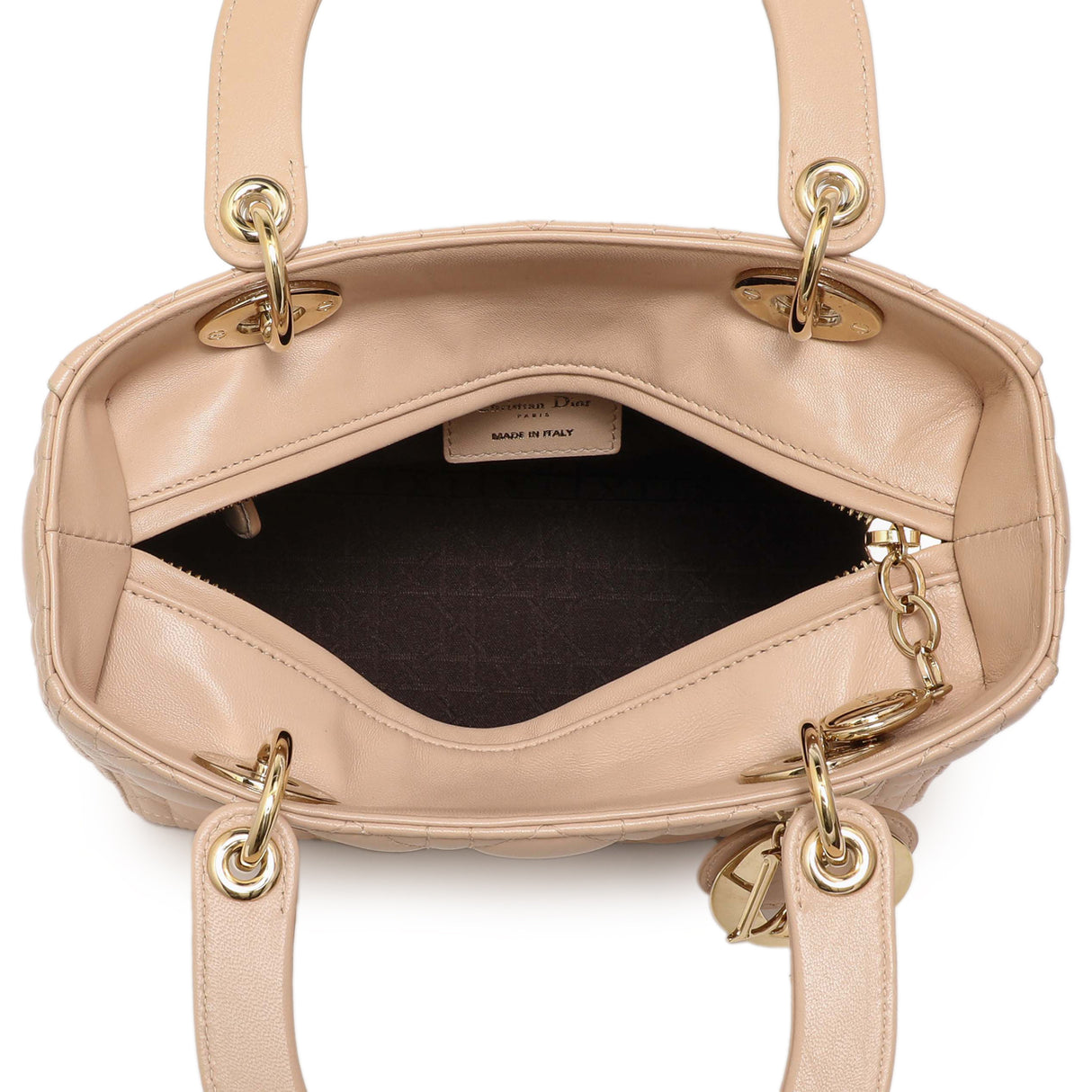 Christian Dior Light Pink Lambskin Cannage Medium Lady Dior Handbags Christian Dior