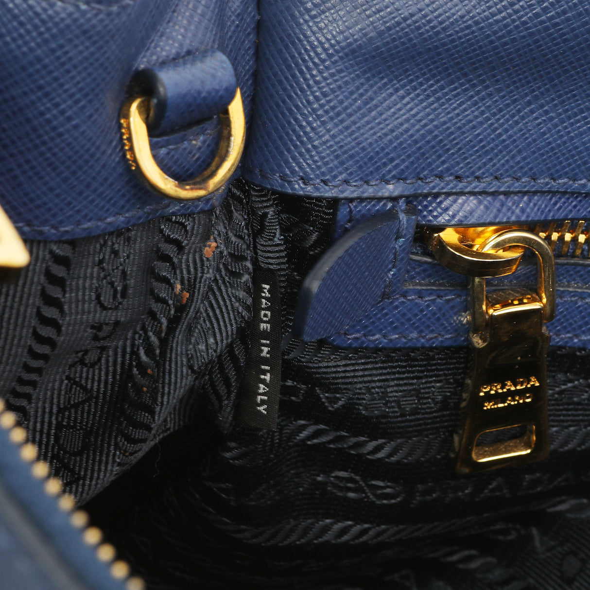 Prada Bluette Saffiano Small Galleria Double Zip Tote Handbags Prada