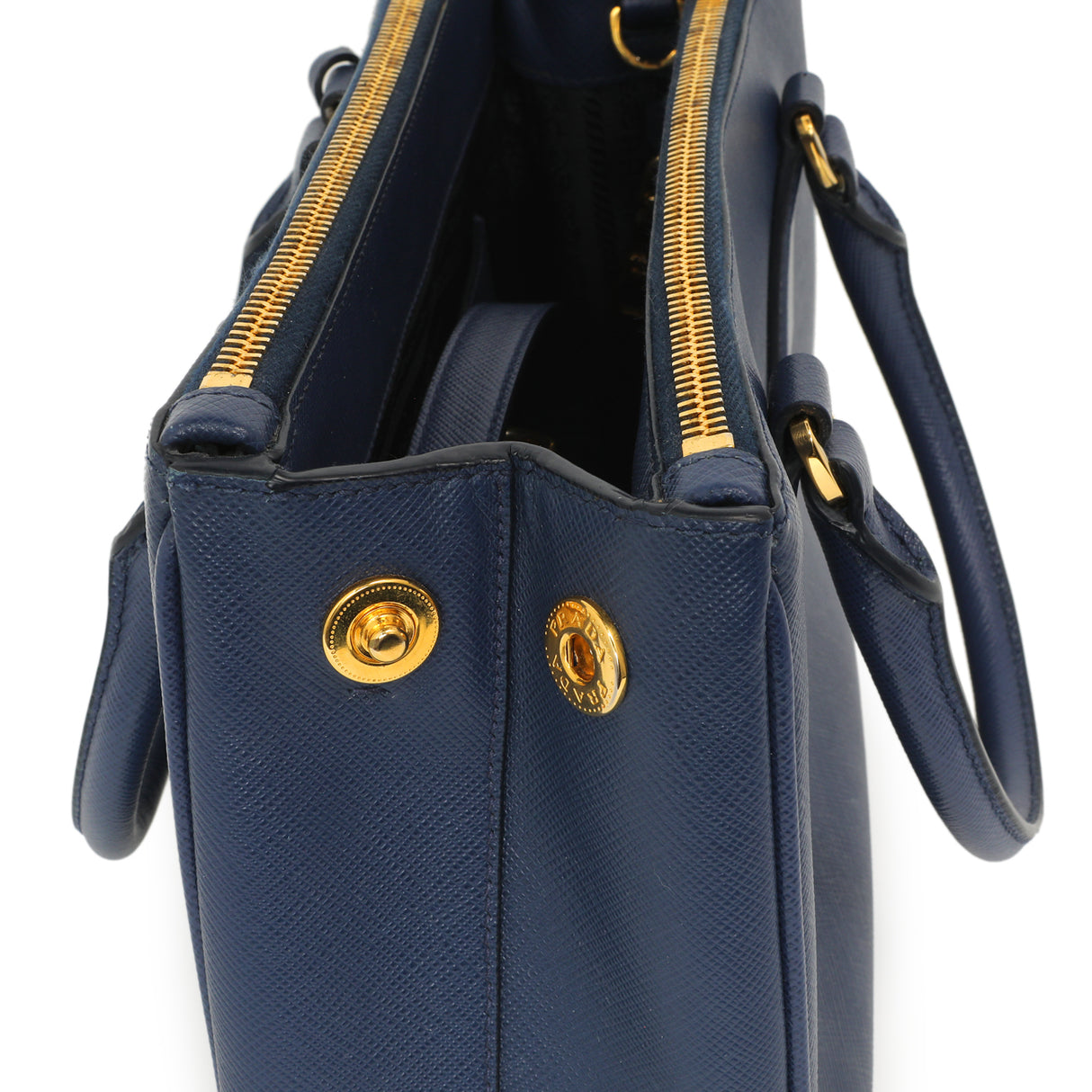 Prada Bluette Saffiano Small Galleria Double Zip Tote Handbags Prada