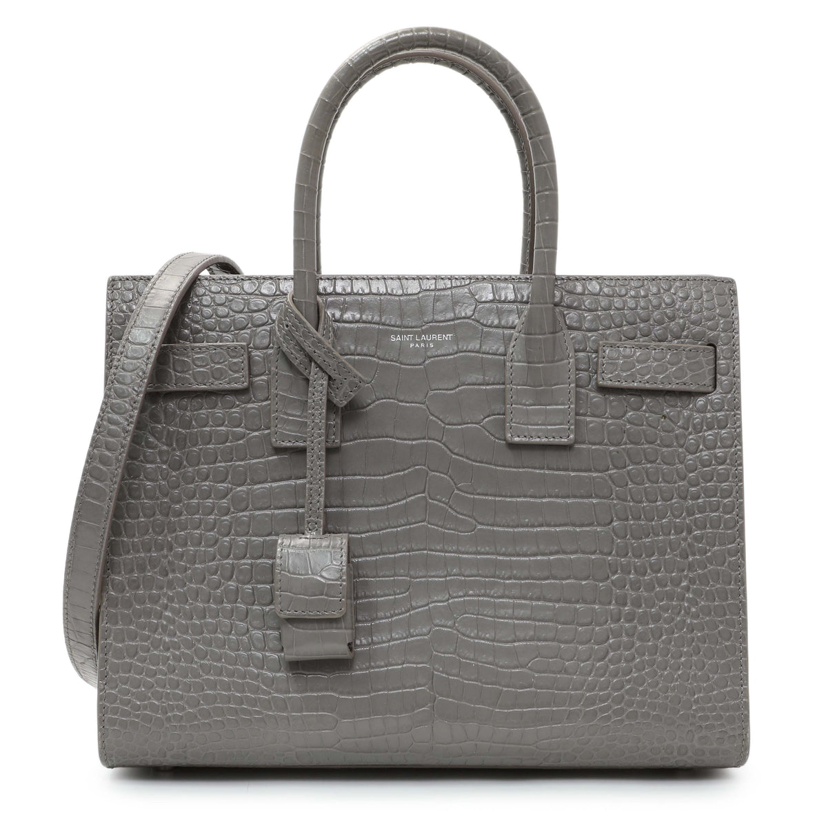 Saint Laurent Grey Croc Embossed Baby Sac De Jour Handbags Saint Laurent