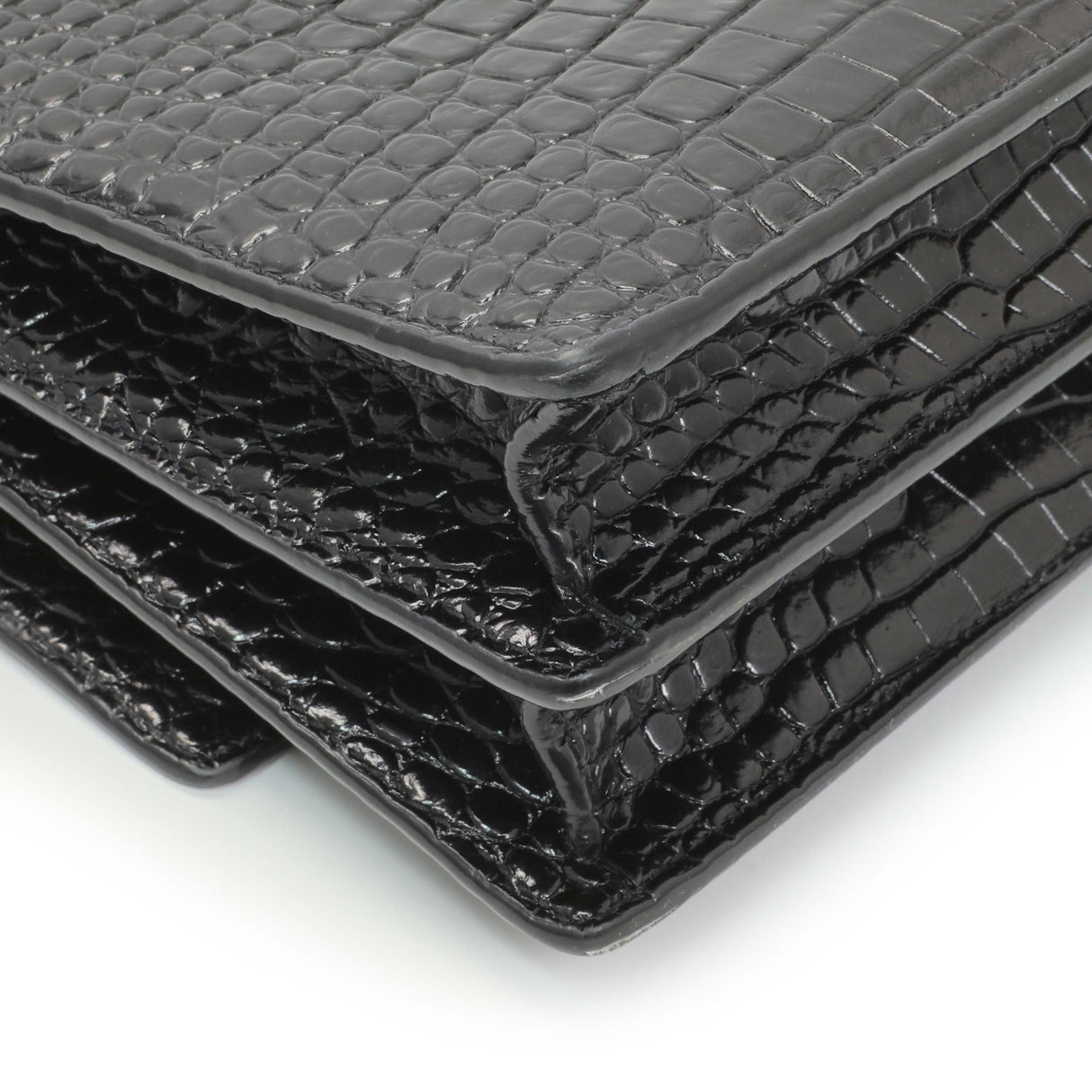 Saint Laurent Black Crocodile Embossed Calfskin Medium Monogram Sunset Handbags Saint Laurent