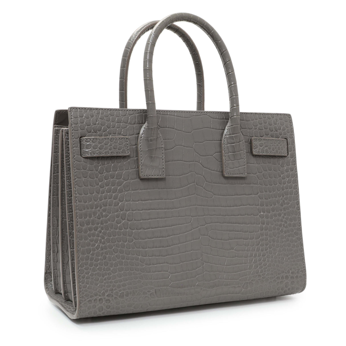Saint Laurent Grey Croc Embossed Baby Sac De Jour Handbags Saint Laurent