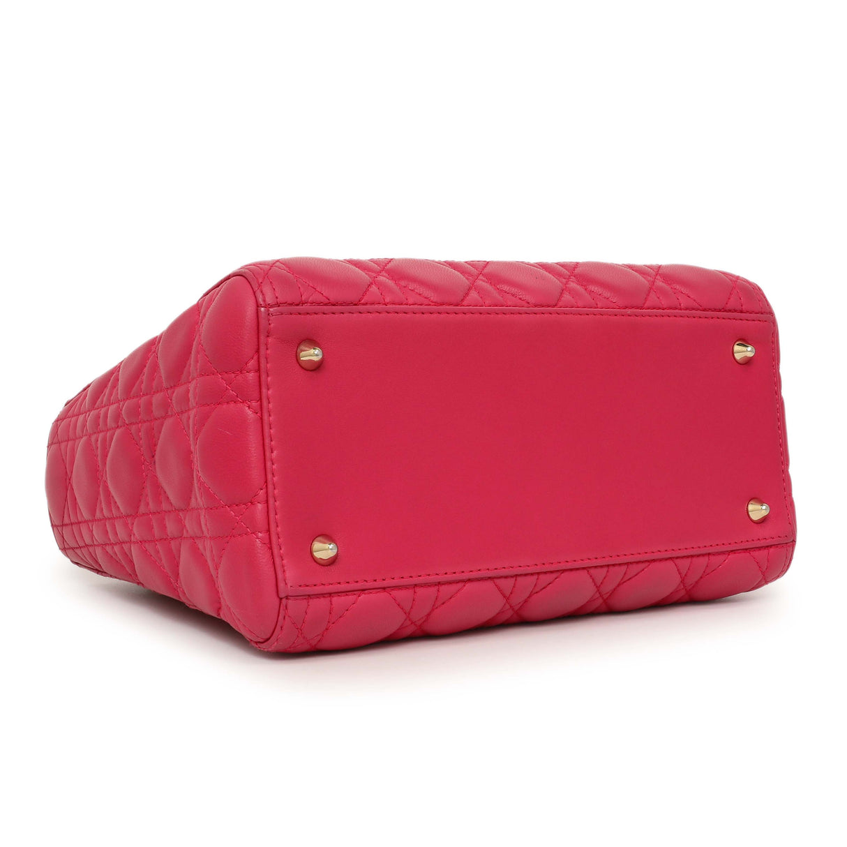 Christian Dior Pink Lambskin Cannage Medium Lady Dior Handbags Christian Dior