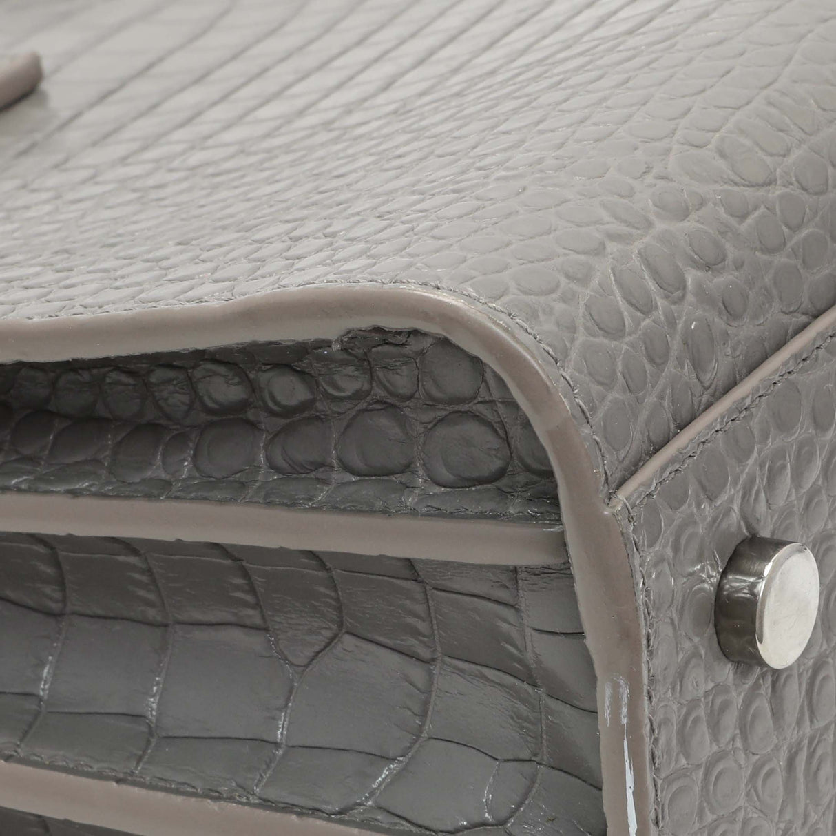Saint Laurent Grey Croc Embossed Baby Sac De Jour Handbags Saint Laurent