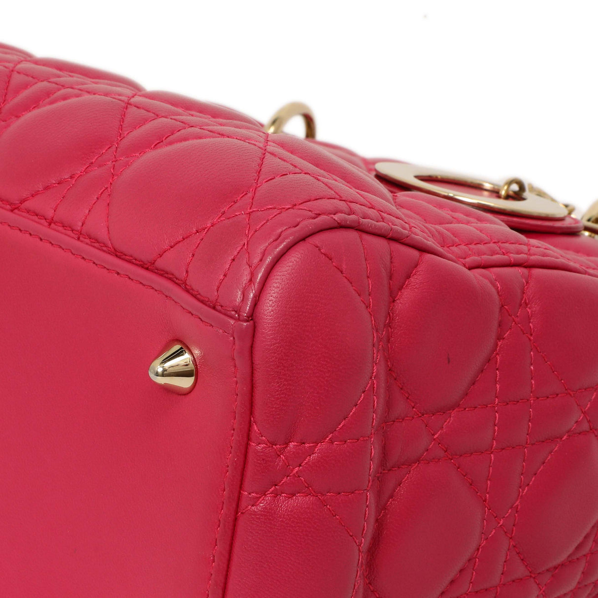 Christian Dior Pink Lambskin Cannage Medium Lady Dior Handbags Christian Dior