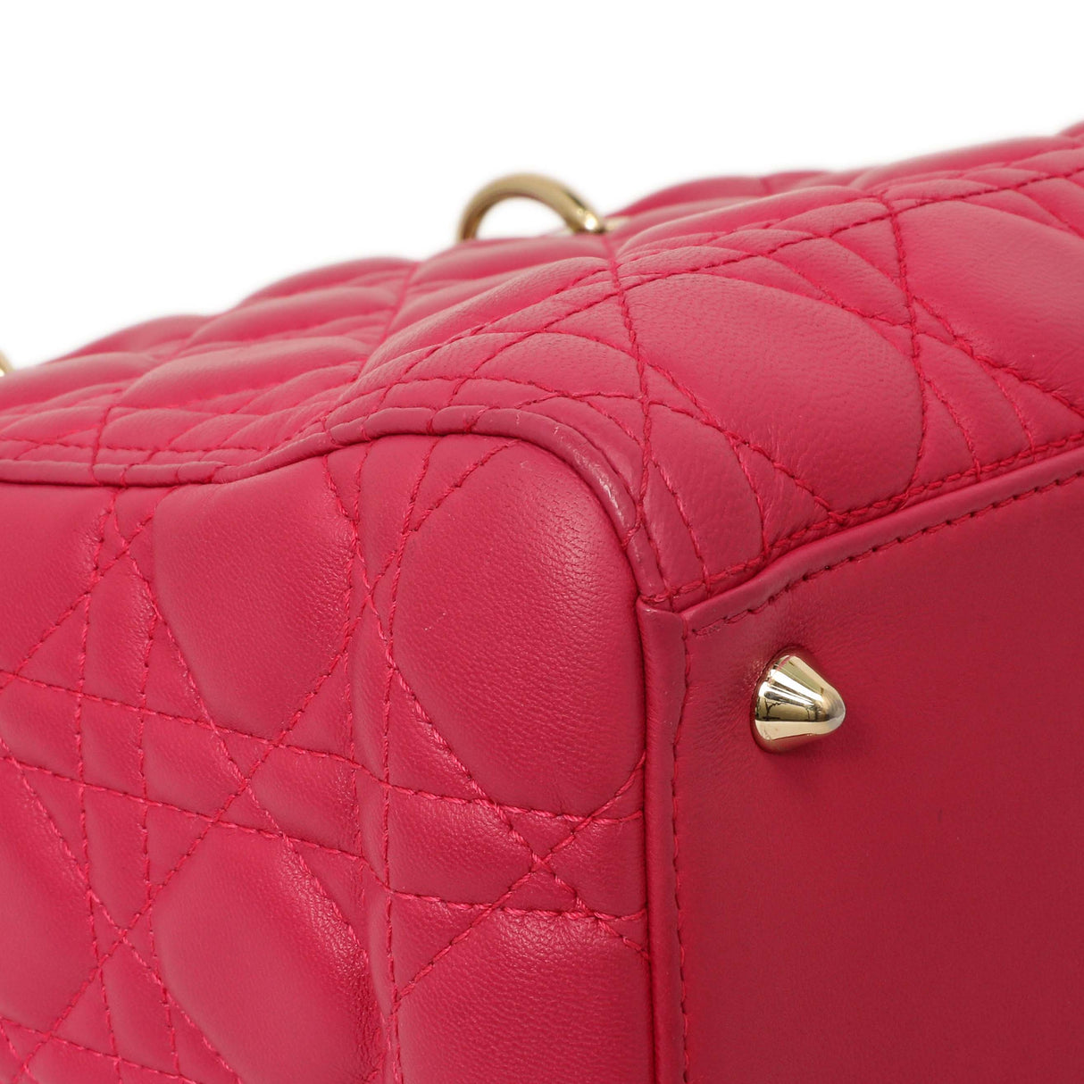 Christian Dior Pink Lambskin Cannage Medium Lady Dior Handbags Christian Dior