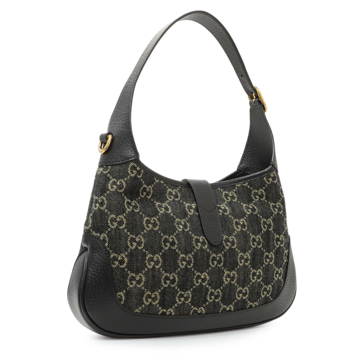 Gucci Black Jacquard Denim GG Monogram Small Jackie 1961 Hobo Handbags Gucci