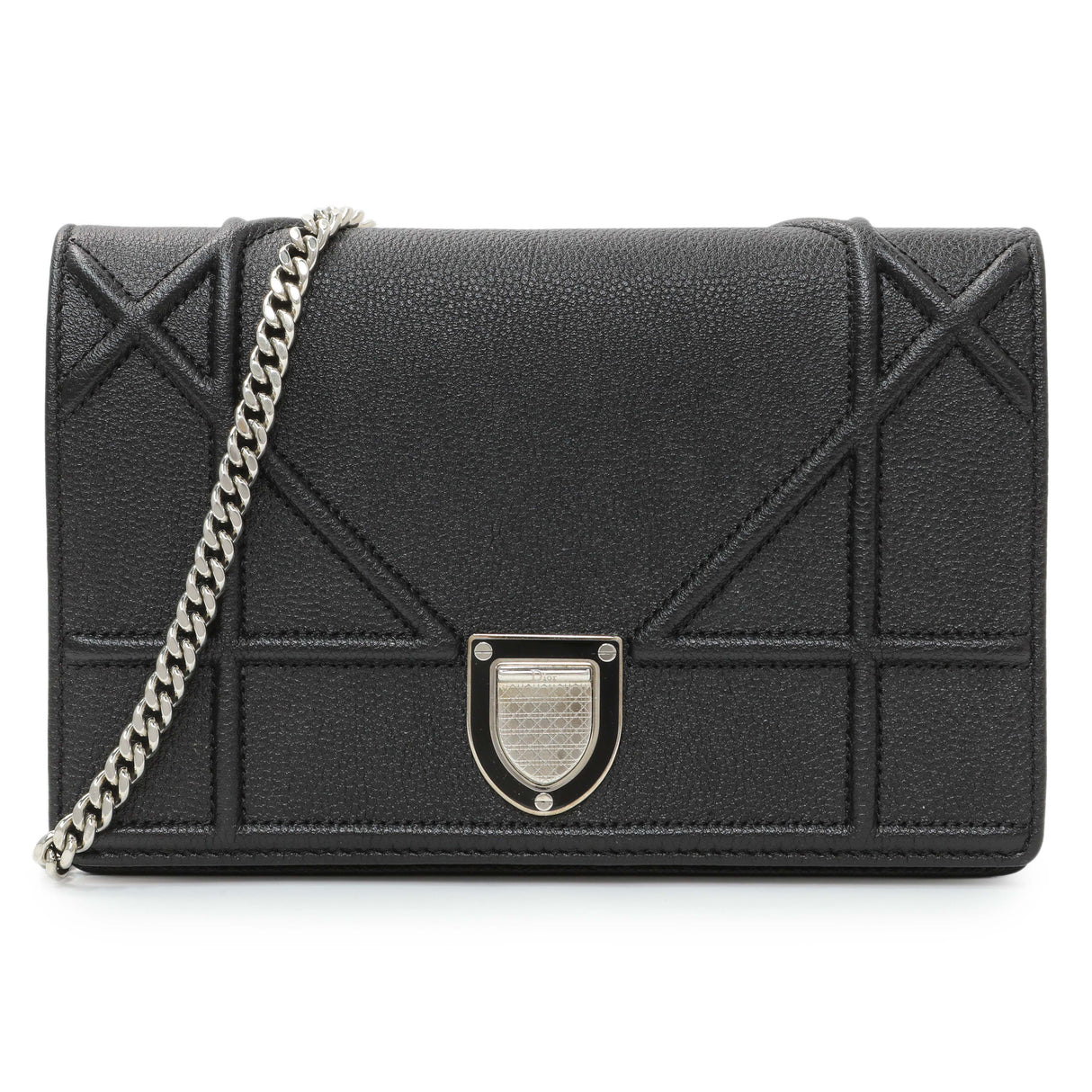 Christian Dior Black Grained Calfskin Diorama Wallet on Chain Handbags Christian Dior