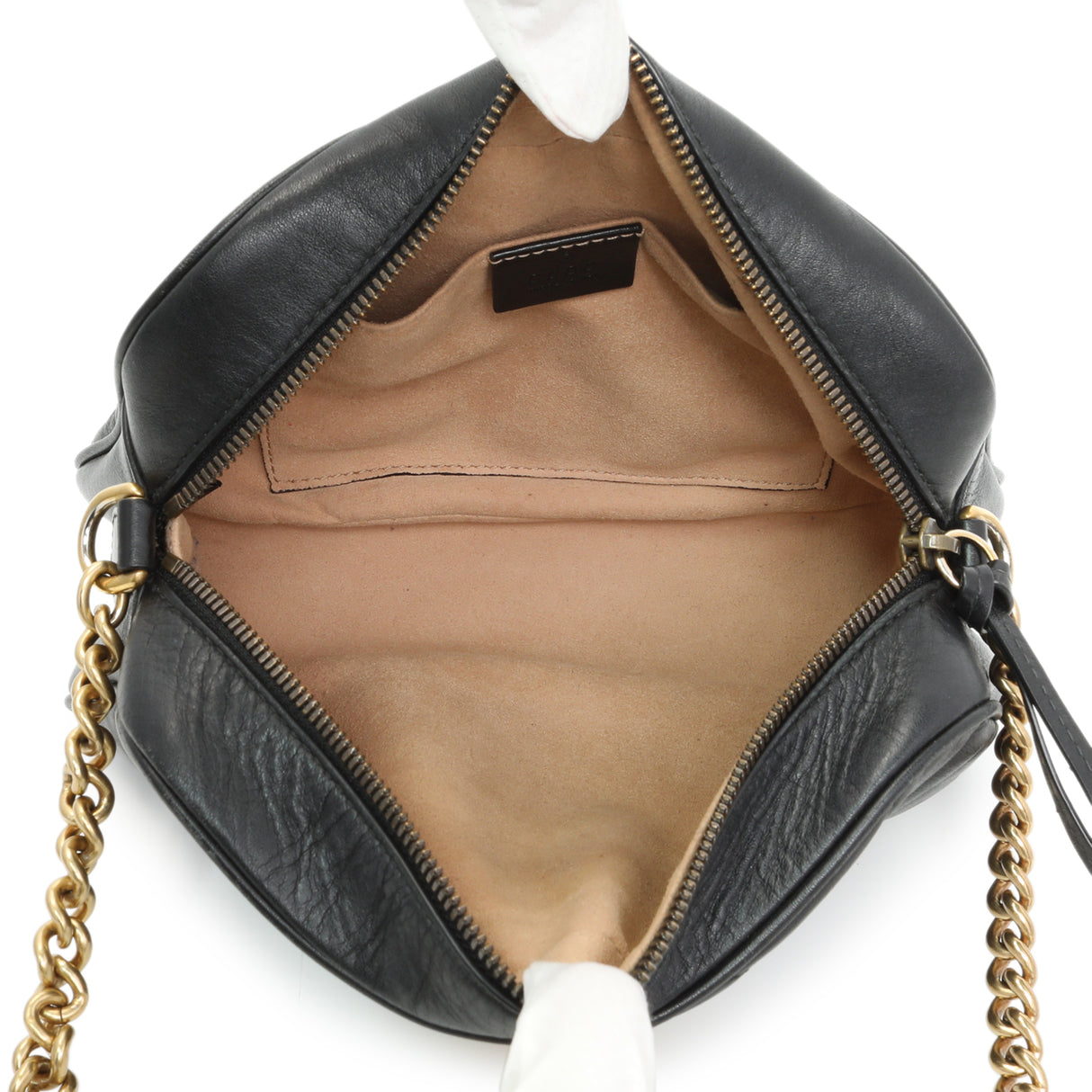 Gucci Black Calfskin Matelasse Small GG Marmont Chain Shoulder Bag Handbags Gucci