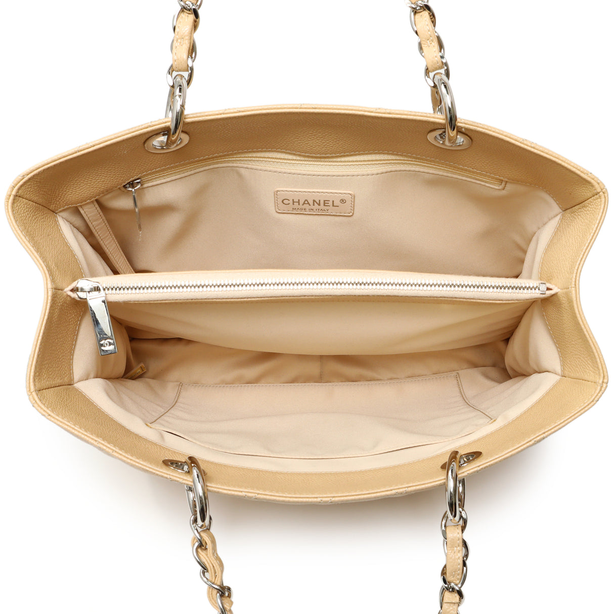 Chanel Beige Quilted Caviar Grand Shopping Tote GST Handbags Chanel