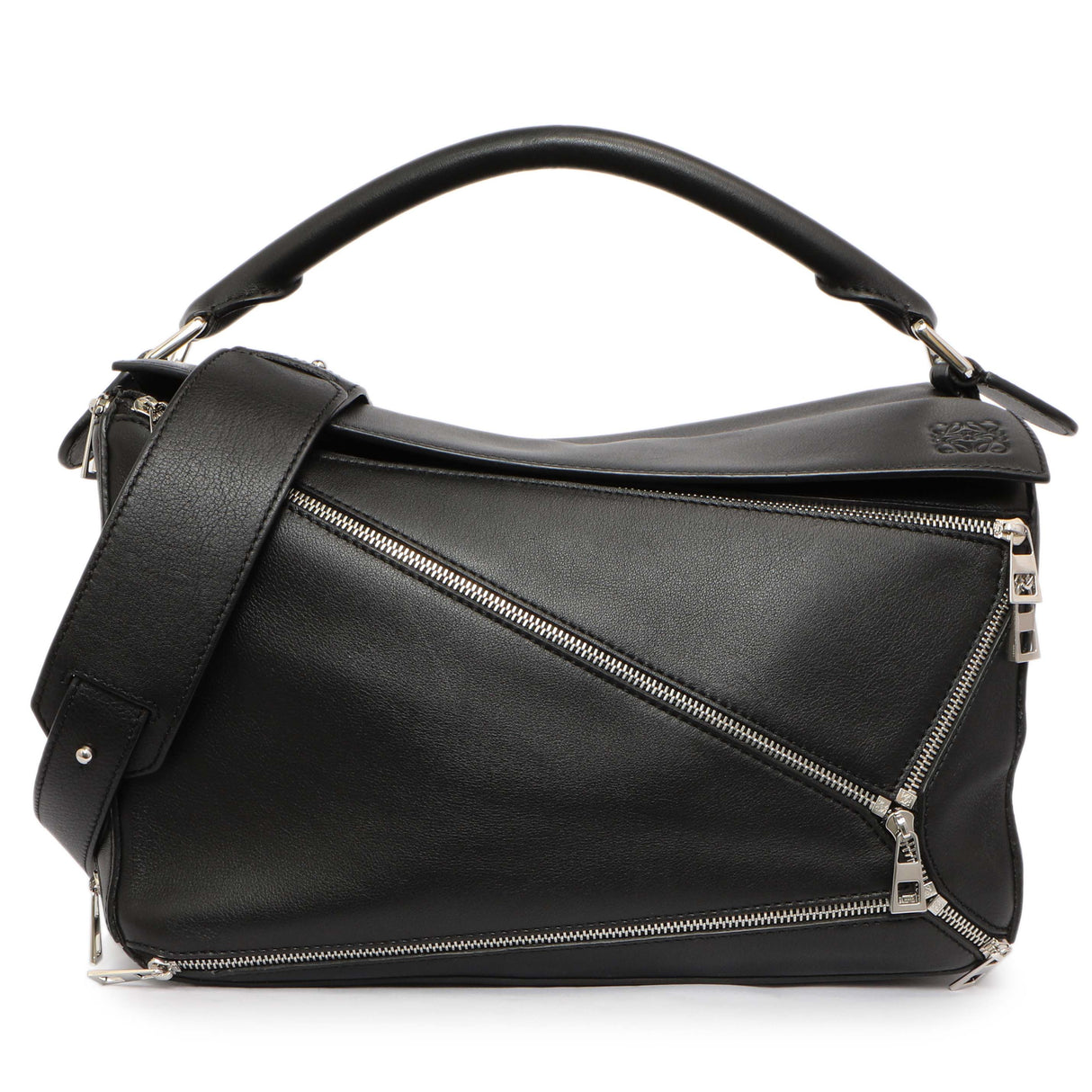 Loewe Black Calfskin Medium Zipper Puzzle Bag Handbags Loewe