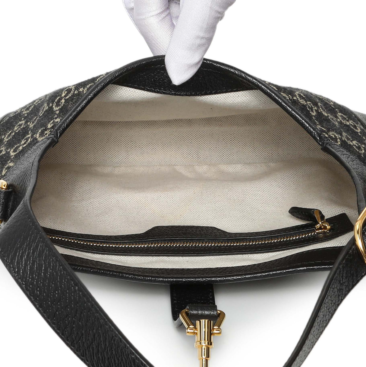 Gucci Black Jacquard Denim GG Monogram Small Jackie 1961 Hobo Handbags Gucci