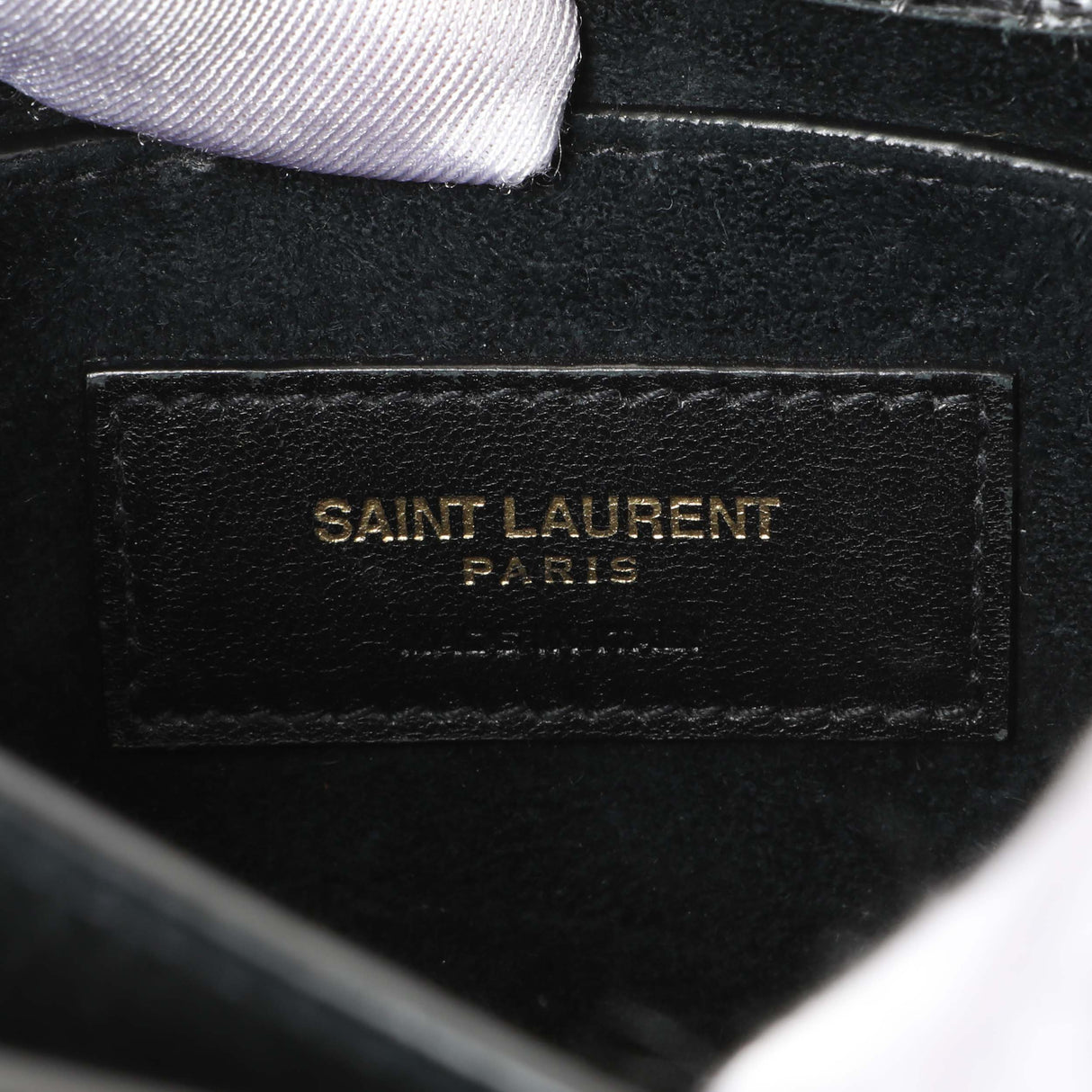 Saint Laurent Black Crocodile Embossed Calfskin Medium Monogram Sunset Handbags Saint Laurent