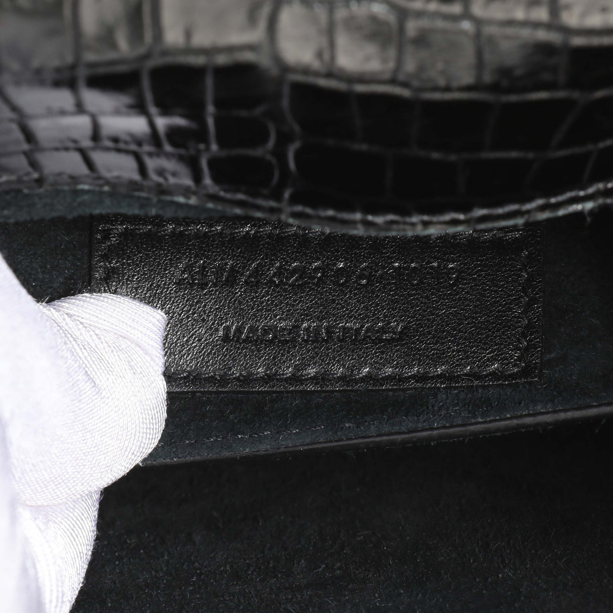 Saint Laurent Black Crocodile Embossed Calfskin Medium Monogram Sunset Handbags Saint Laurent