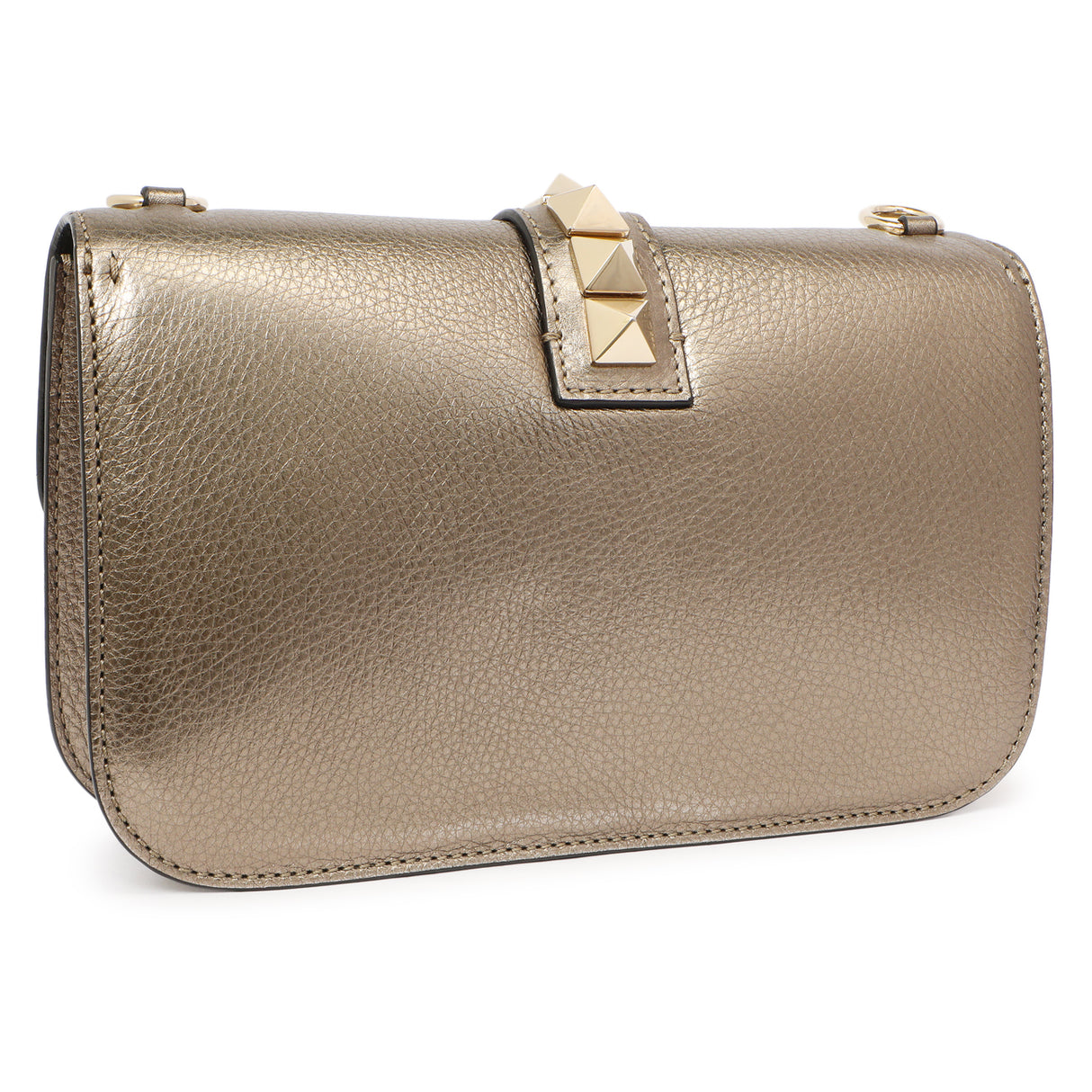 Valentino Metallic Vitello Medium Glam Lock Rockstud Flap Handbags Valentino