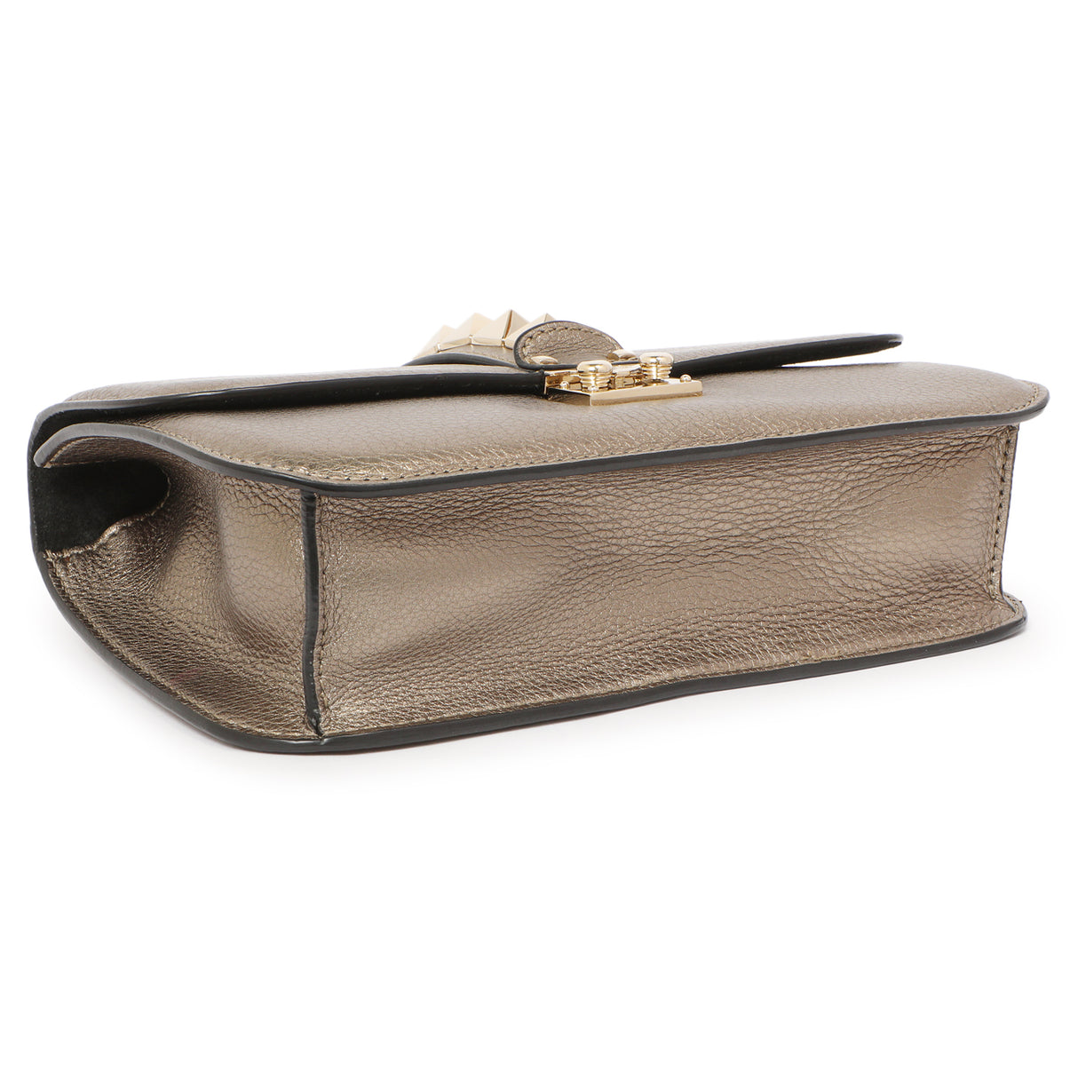 Valentino Metallic Vitello Medium Glam Lock Rockstud Flap Handbags Valentino