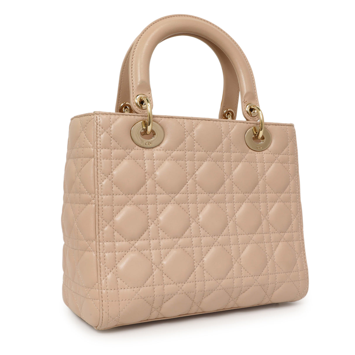 Christian Dior Light Pink Lambskin Cannage Medium Lady Dior Handbags Christian Dior