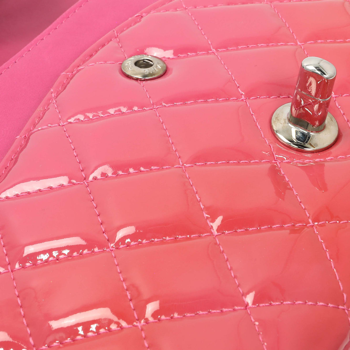 Chanel Coral Pink Patent Medium Double Flap Handbags Chanel