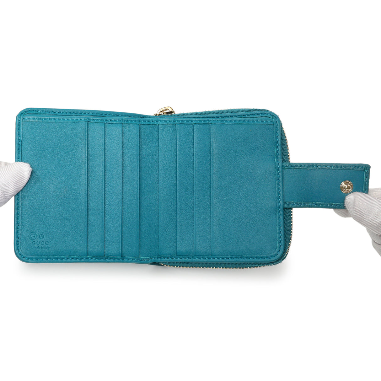 Gucci Teal Microguccissima Compact Wallet Accessories Gucci