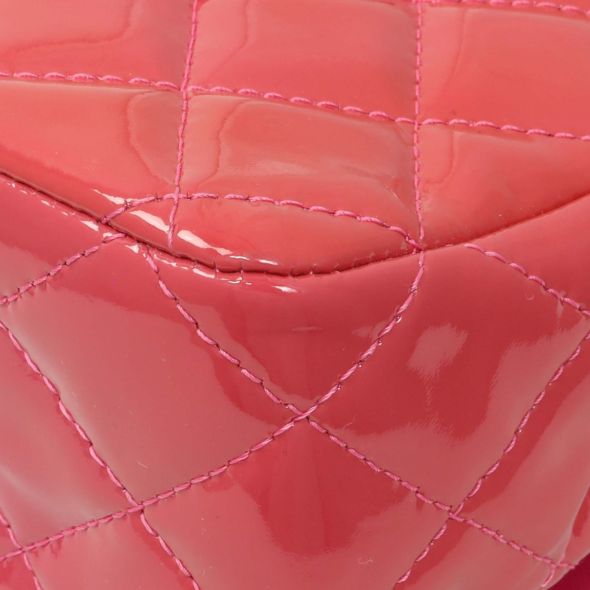 Chanel Coral Pink Patent Medium Double Flap Handbags Chanel