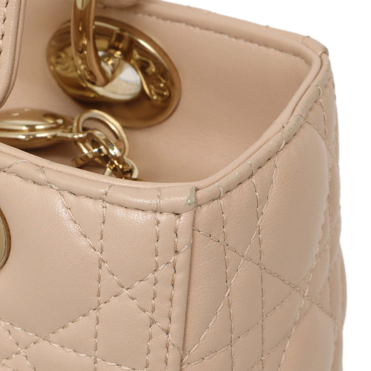 Christian Dior Light Pink Lambskin Cannage Medium Lady Dior Handbags Christian Dior