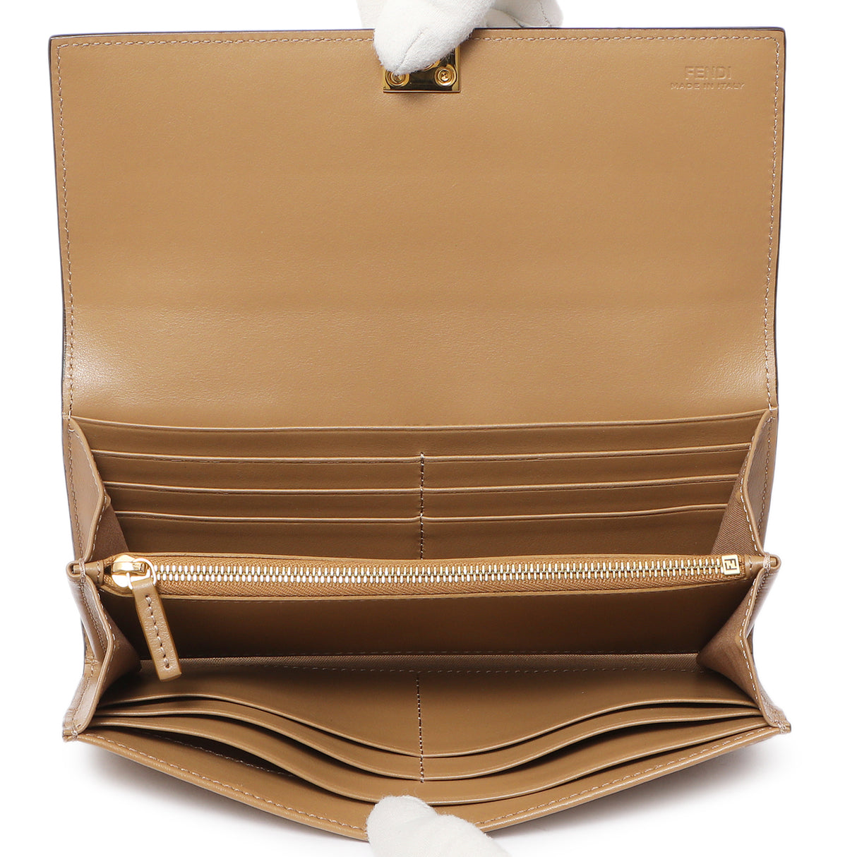 Fendi Brown Vitello Liberty Studded Continental Wallet Accessories Fendi