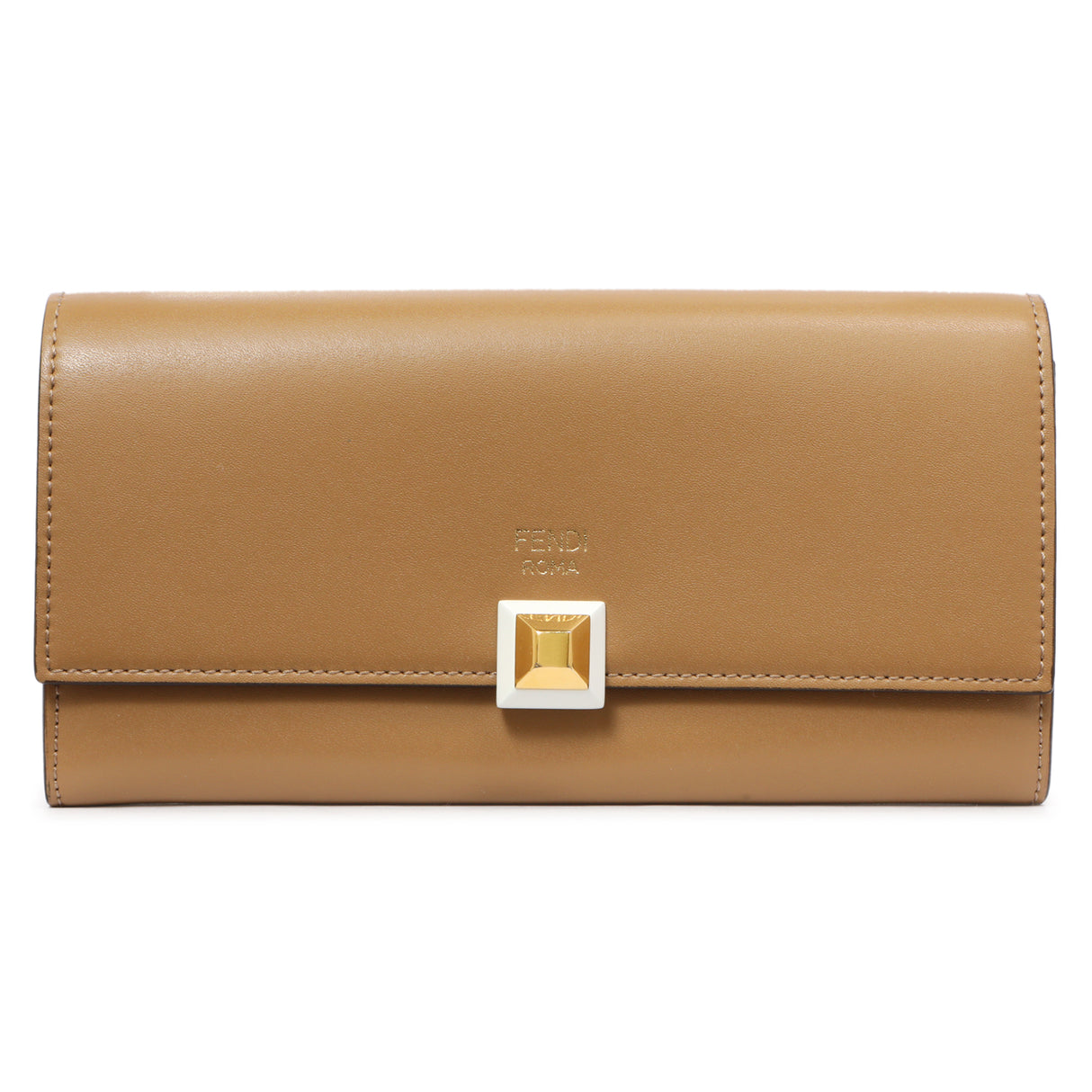 Fendi Brown Vitello Liberty Studded Continental Wallet Accessories Fendi