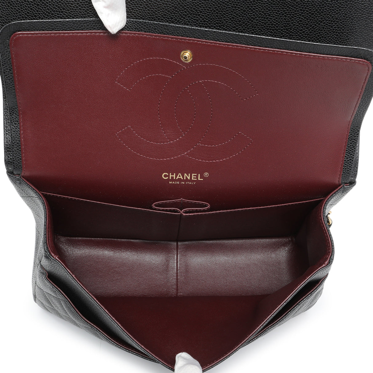 Chanel Black Quilted Caviar Jumbo Double Flap Handbags Chanel