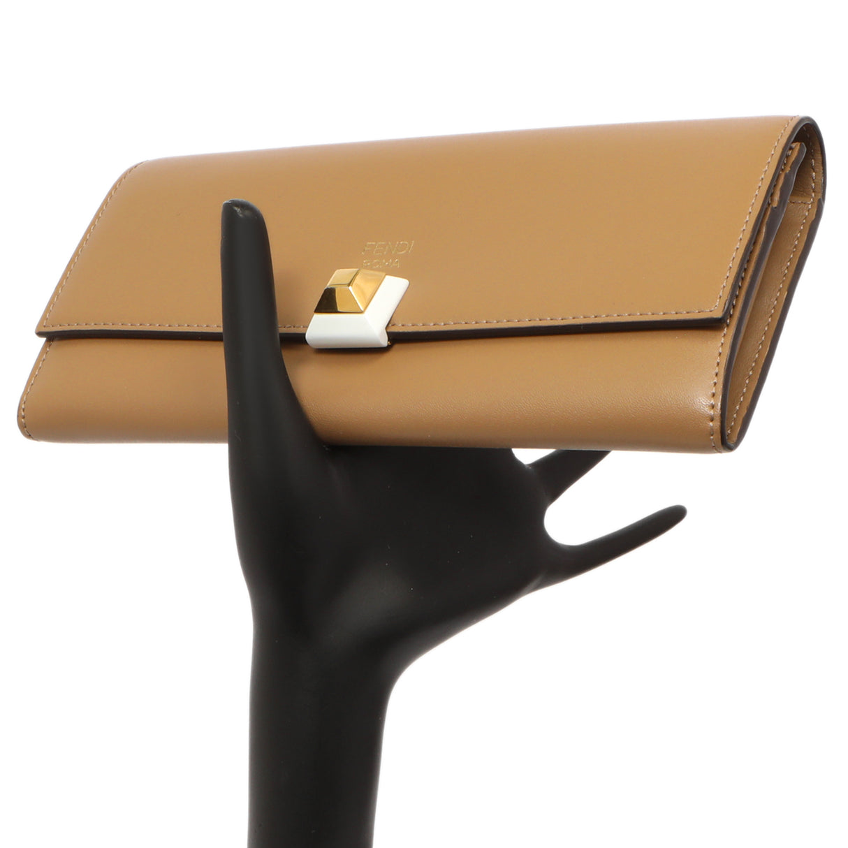 Fendi Brown Vitello Liberty Studded Continental Wallet Accessories Fendi