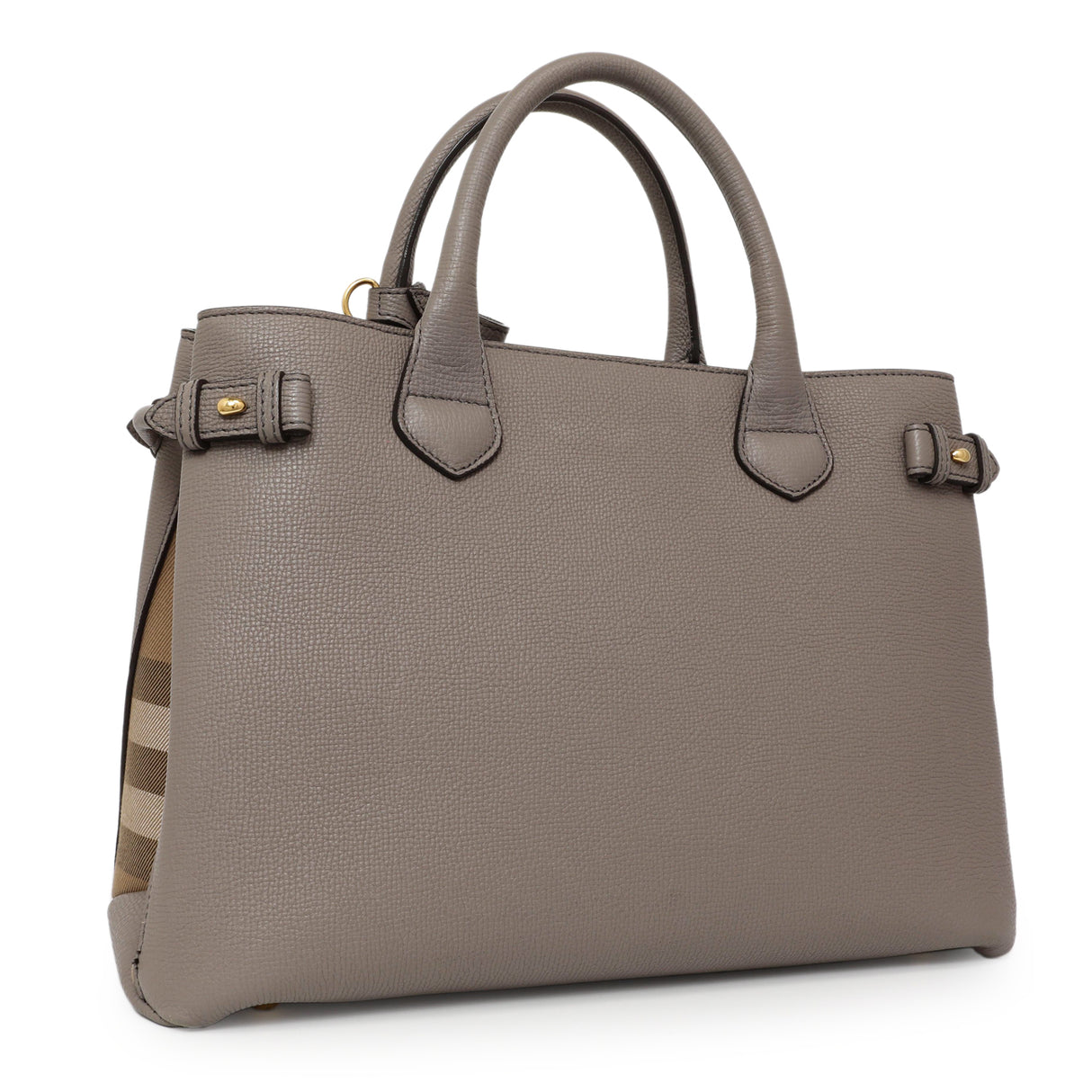 Burberry Grey Calfskin House Check Medium Banner Tote Handbags Burberry