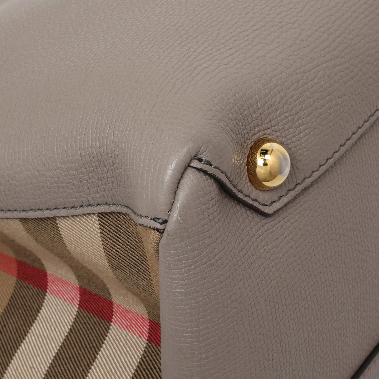 Burberry Grey Calfskin House Check Medium Banner Tote Handbags Burberry