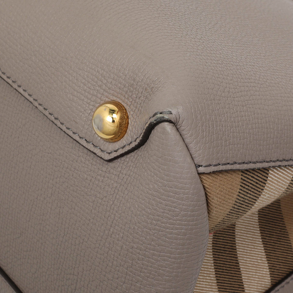 Burberry Grey Calfskin House Check Medium Banner Tote Handbags Burberry