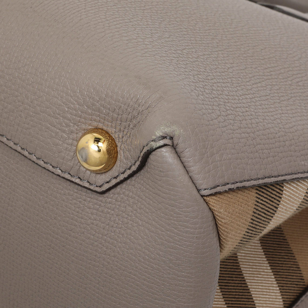 Burberry Grey Calfskin House Check Medium Banner Tote Handbags Burberry