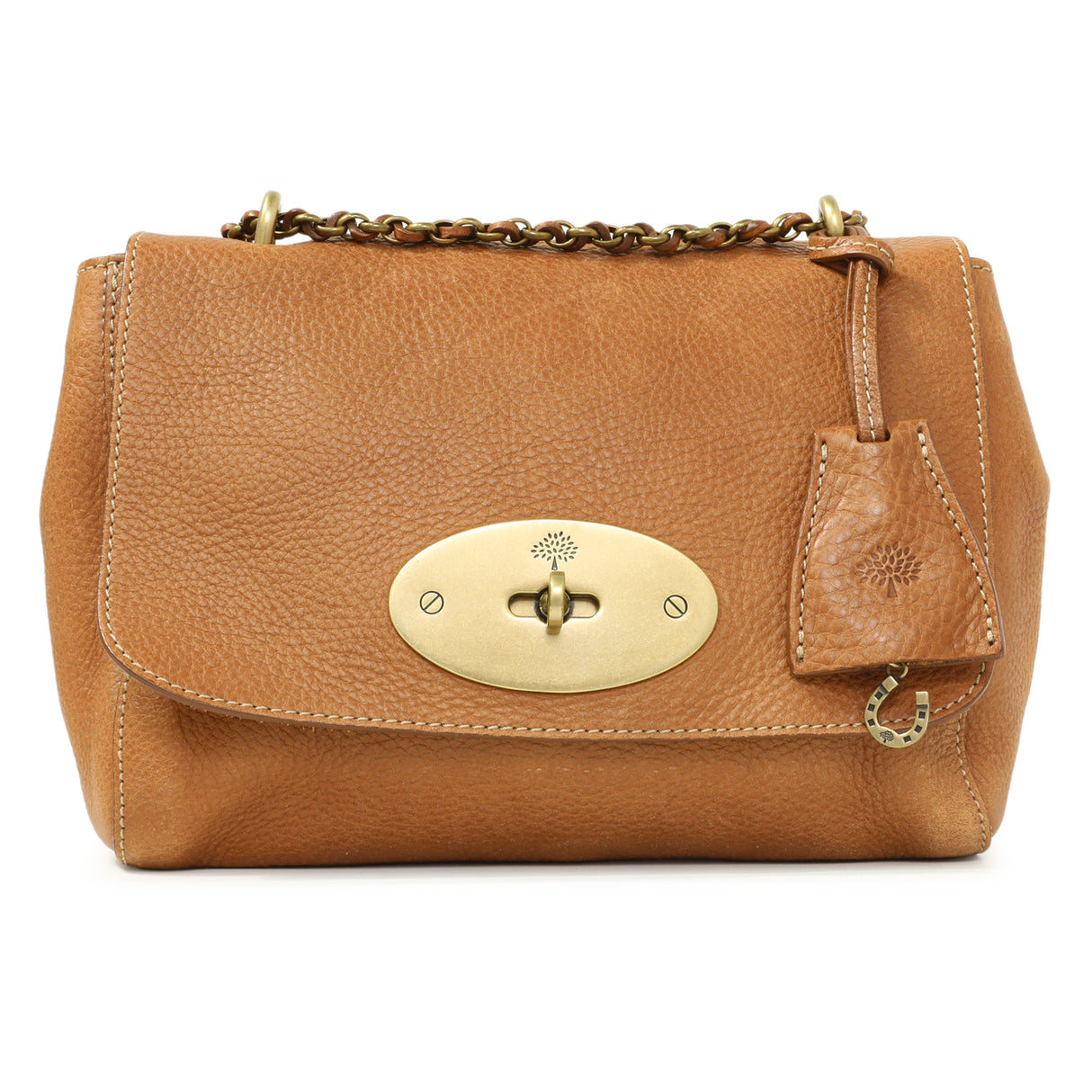 Mulberry Oak Glossy Goatskin Small Lily Flap Handbags Mulberry