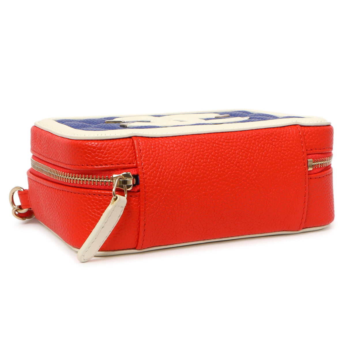 Chanel Blue White Red Caviar Quilted Micro CC Filigree Vanity Case Handbags Chanel