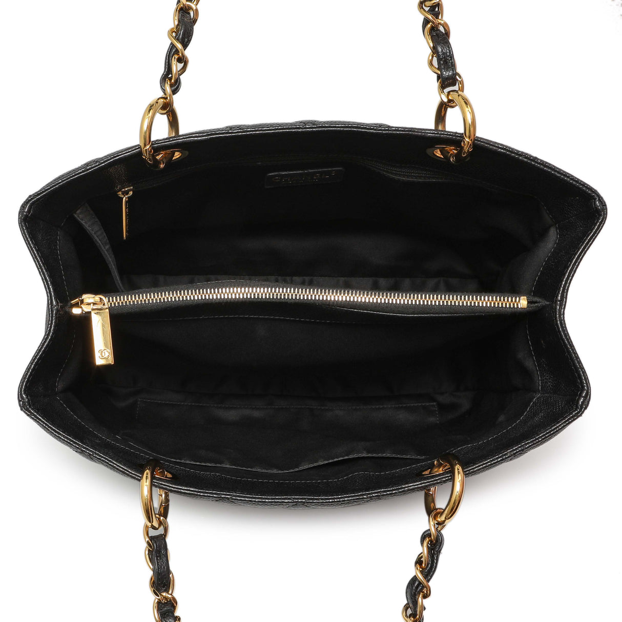 Chanel Black Quilted Caviar Grand Shopping Tote GST Handbags Chanel