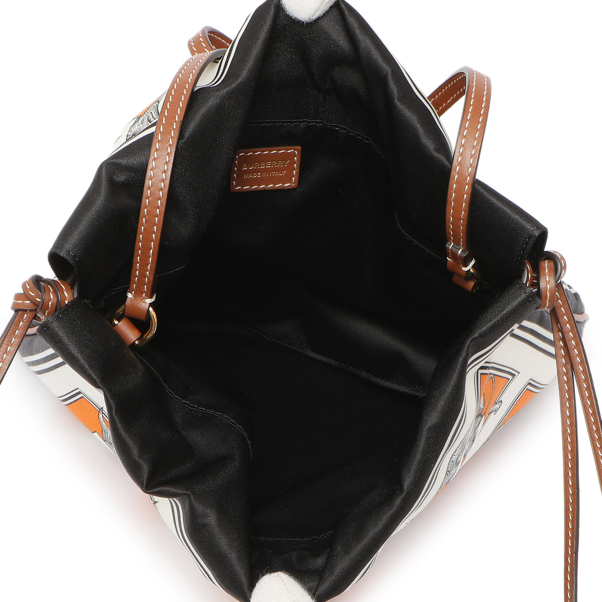 Burberry Orange White Silk Drawstring Pouch Handbags Burberry
