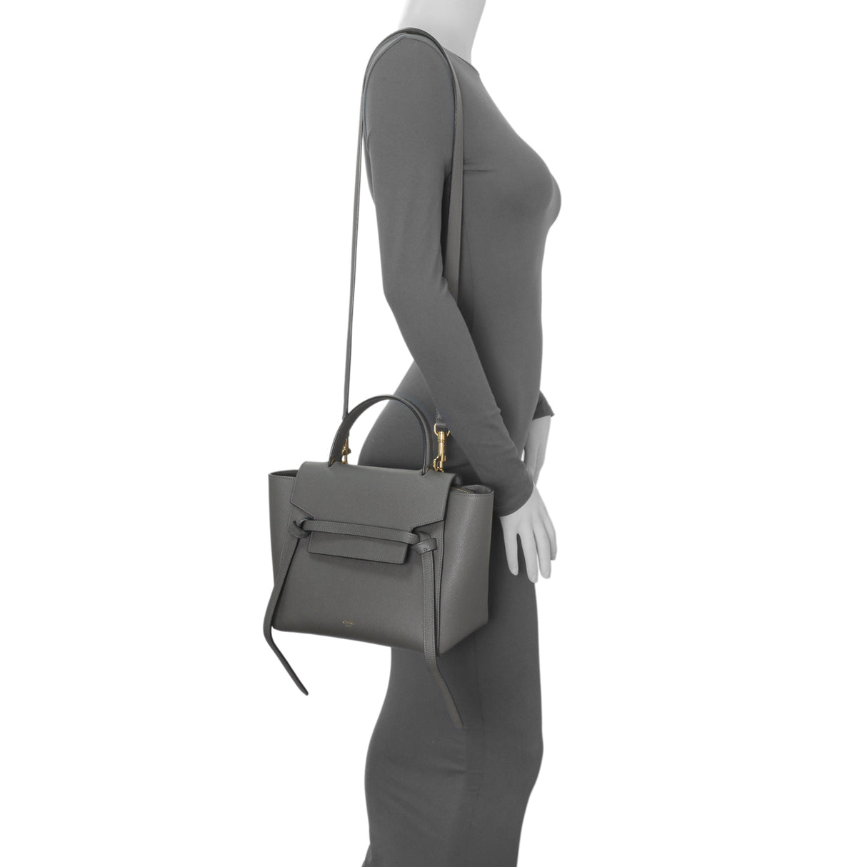 Celine Grey Grained Calfskin Micro Belt Bag Handbags Celine
