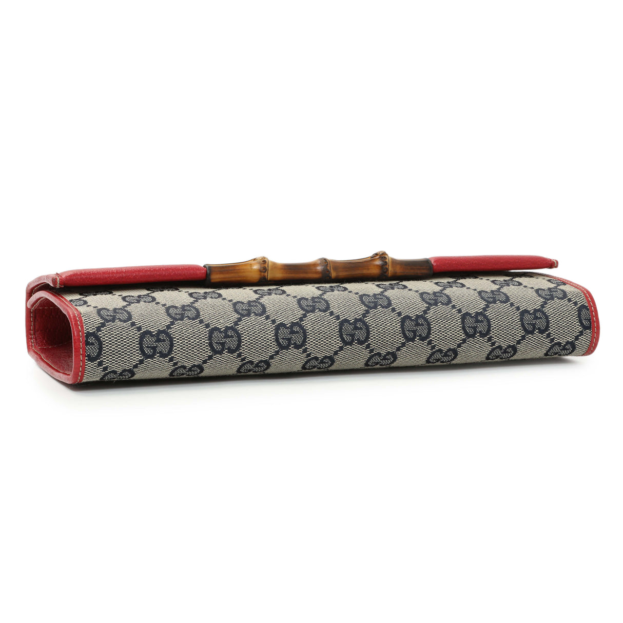 Gucci Navy GG Canvas Bamboo Bar Clutch
