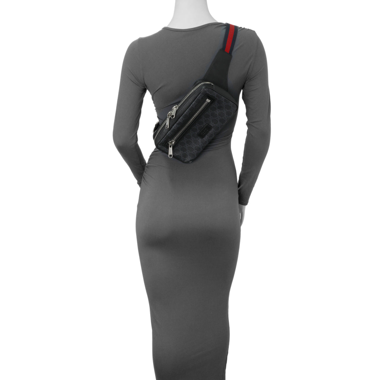 Gucci Black Soft GG Supreme Monogram Web Belt Bag Handbags Gucci