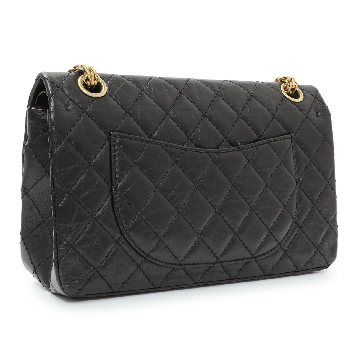 Chanel Black Aged Calfskin Quilted 2.55 Reissue 225 Flap Handbags Chanel